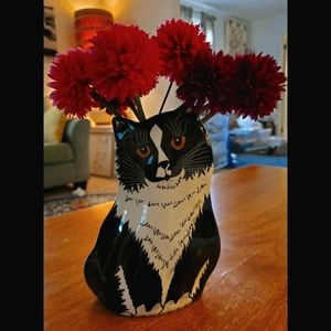 Black & White Tuxedo Cat Vase by Nina Unique